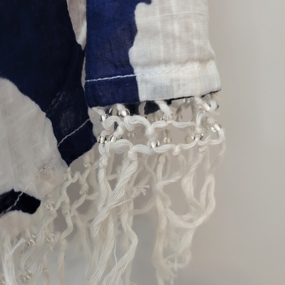 Glass beaded Fringe 100% Cotton Scarf Banana Republic - Picture 7 of 8